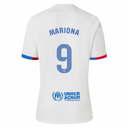 Kandiny Bambino Maglia Mariona Caldentey #9 Bianco Kit Gara Away 2023/24 Maglietta