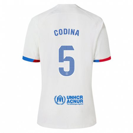 Kandiny Bambino Maglia Laia Codina #5 Bianco Kit Gara Away 2023/24 Maglietta