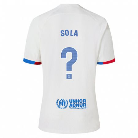 Kandiny Bambino Maglia Arnau Sola #0 Bianco Kit Gara Away 2023/24 Maglietta