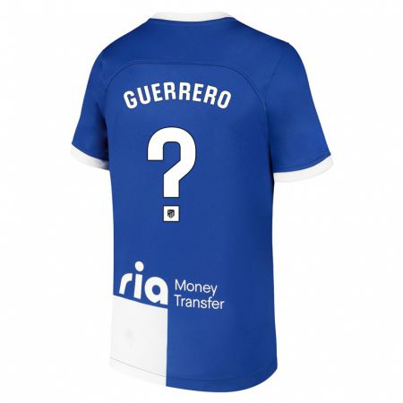 Kandiny Bambino Maglia Sergio Guerrero #0 Blu Bianco Kit Gara Away 2023/24 Maglietta