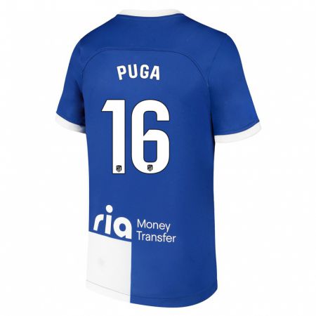 Kandiny Niño Camiseta Carlos Puga #16 Azul Blanco 2ª Equipación 2023/24 La Camisa