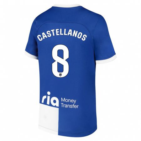 Kandiny Bambino Maglia Jorge Castellanos #8 Blu Bianco Kit Gara Away 2023/24 Maglietta