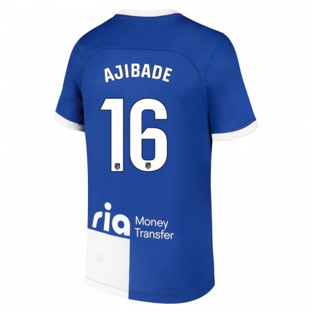 Kandiny Bambino Maglia Rasheedat Ajibade #16 Blu Bianco Kit Gara Away 2023/24 Maglietta