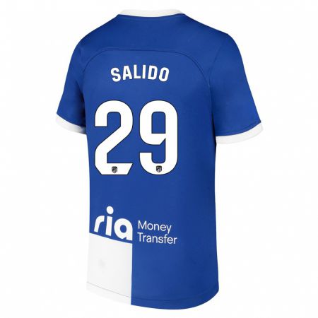 Kandiny Bambino Maglia Alberto Salido #29 Blu Bianco Kit Gara Away 2023/24 Maglietta