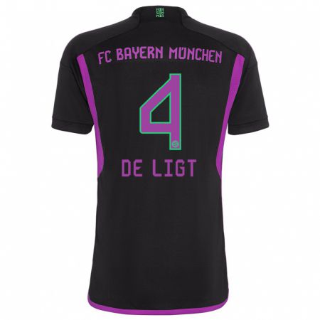 Kandiny Kinder Matthijs De Ligt #4 Schwarz Auswärtstrikot Trikot 2023/24 T-Shirt Österreich