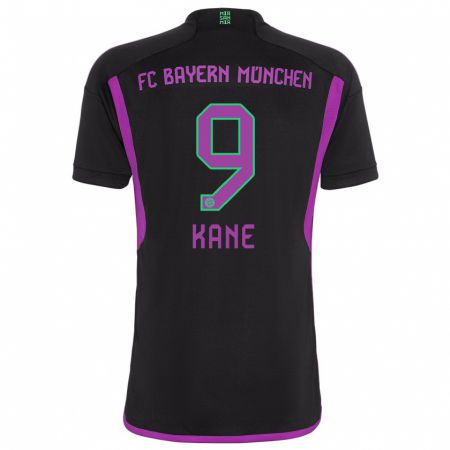 Kandiny Bambino Maglia Harry Kane #9 Nero Kit Gara Away 2023/24 Maglietta