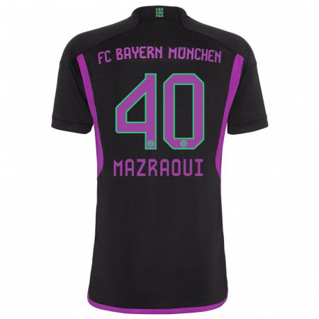 Kandiny Kinderen Noussair Mazraoui #40 Zwart Uitshirt Uittenue 2023/24 T-Shirt België