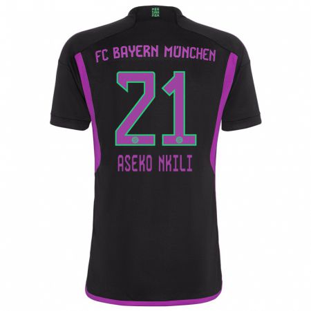 Kandiny Kinderen Noel Aseko Nkili #21 Zwart Uitshirt Uittenue 2023/24 T-Shirt België