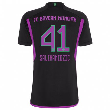 Kandiny Kinderen Nick Salihamidzic #41 Zwart Uitshirt Uittenue 2023/24 T-Shirt België