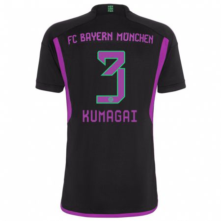 Kandiny Bambino Maglia Saki Kumagai #3 Nero Kit Gara Away 2023/24 Maglietta