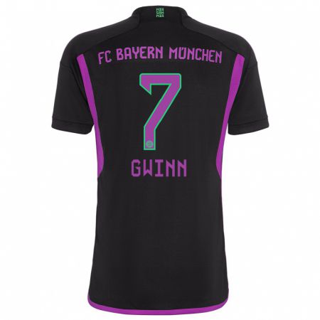 Kandiny Kinder Giulia Gwinn #7 Schwarz Auswärtstrikot Trikot 2023/24 T-Shirt Österreich