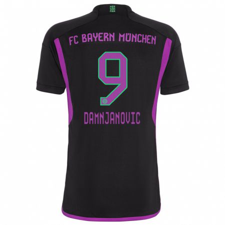 Kandiny Bambino Maglia Jovana Damnjanovic #9 Nero Kit Gara Away 2023/24 Maglietta