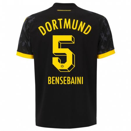 Kandiny Bambino Maglia Ramy Bensebaini #5 Nero Kit Gara Away 2023/24 Maglietta