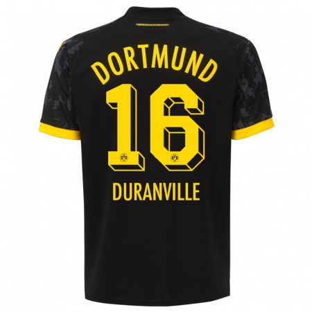 Kandiny Bambino Maglia Julien Duranville #16 Nero Kit Gara Away 2023/24 Maglietta