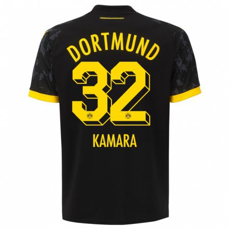 Kandiny Bambino Maglia Abdoulaye Kamara #32 Nero Kit Gara Away 2023/24 Maglietta