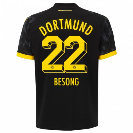 Kandiny Bambino Maglia Paul-Philipp Besong #22 Nero Kit Gara Away 2023/24 Maglietta