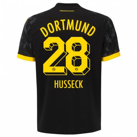 Kandiny Kinder Jonah Husseck #28 Schwarz Auswärtstrikot Trikot 2023/24 T-Shirt Österreich