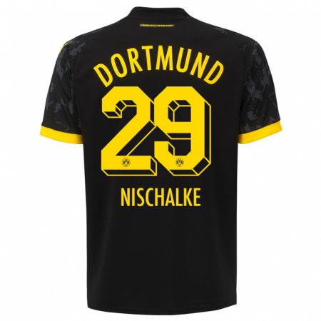 Kandiny Kinder Jermain Nischalke #29 Schwarz Auswärtstrikot Trikot 2023/24 T-Shirt Österreich