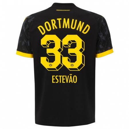 Kandiny Bambino Maglia Tiago Estevão #33 Nero Kit Gara Away 2023/24 Maglietta