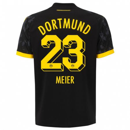 Kandiny Bambino Maglia Maximilian Meier #23 Nero Kit Gara Away 2023/24 Maglietta