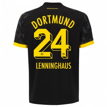 Kandiny Kinder Mika Lenninghaus #24 Schwarz Auswärtstrikot Trikot 2023/24 T-Shirt Österreich