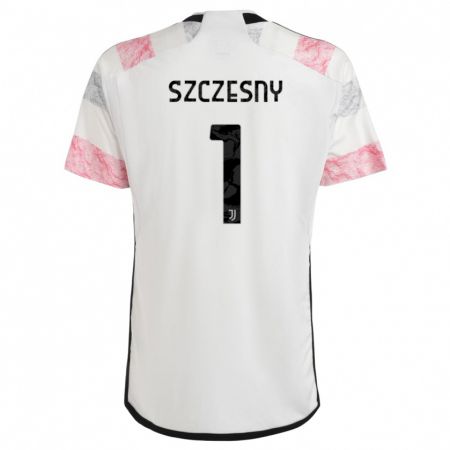 Kandiny Bambino Maglia Wojciech Szczesny #1 Bianco Rosa Kit Gara Away 2023/24 Maglietta