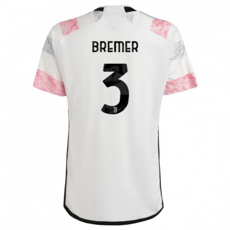 Kandiny Bambino Maglia Bremer #3 Bianco Rosa Kit Gara Away 2023/24 Maglietta