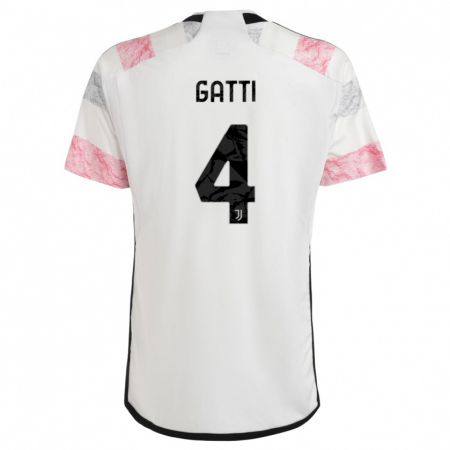 Kandiny Niño Camiseta Federico Gatti #4 Blanco Rosa 2ª Equipación 2023/24 La Camisa