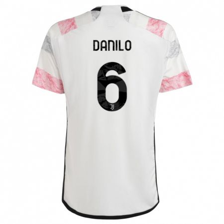 Kandiny Bambino Maglia Danilo #6 Bianco Rosa Kit Gara Away 2023/24 Maglietta