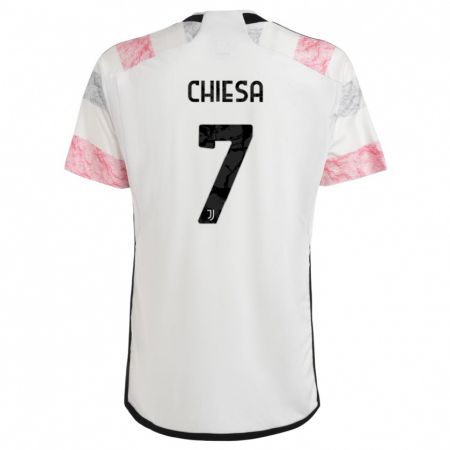 Kandiny Bambino Maglia Federico Chiesa #7 Bianco Rosa Kit Gara Away 2023/24 Maglietta