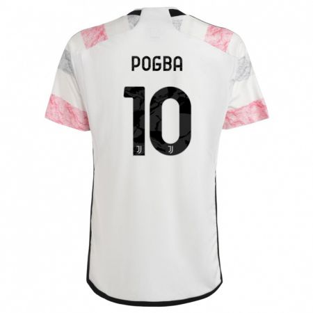 Kandiny Bambino Maglia Paul Pogba #10 Bianco Rosa Kit Gara Away 2023/24 Maglietta