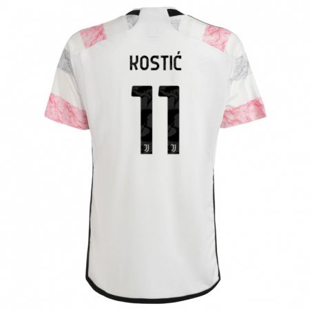 Kandiny Bambino Maglia Filip Kostic #11 Bianco Rosa Kit Gara Away 2023/24 Maglietta