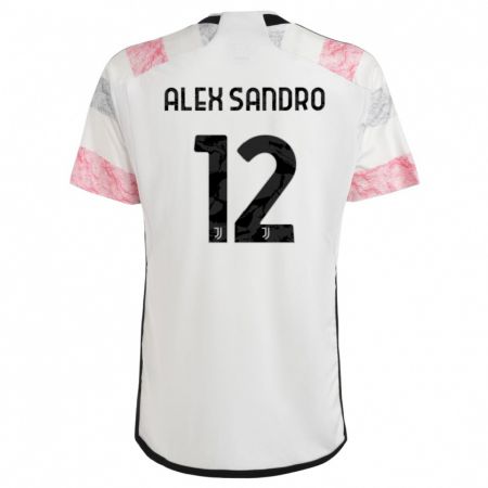 Kandiny Bambino Maglia Alex Sandro #12 Bianco Rosa Kit Gara Away 2023/24 Maglietta