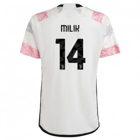 Kandiny Bambino Maglia Arkadiusz Milik #14 Bianco Rosa Kit Gara Away 2023/24 Maglietta