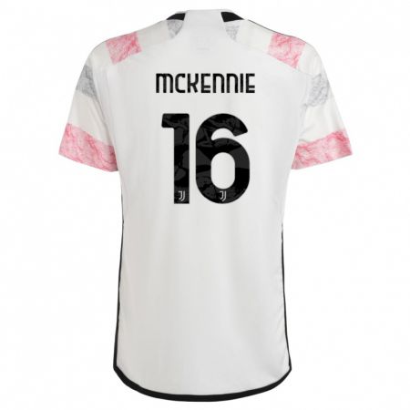 Kandiny Bambino Maglia Weston Mckennie #16 Bianco Rosa Kit Gara Away 2023/24 Maglietta