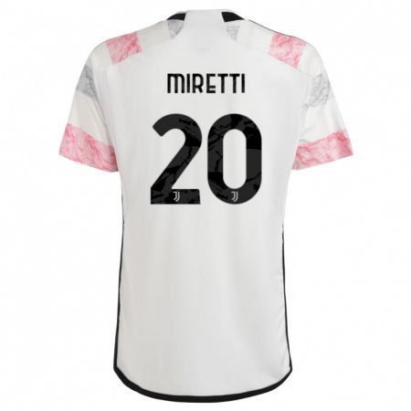 Kandiny Kinderen Fabio Miretti #20 Wit Roze Uitshirt Uittenue 2023/24 T-Shirt België