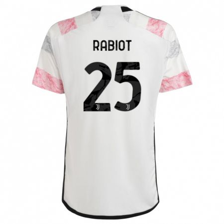 Kandiny Bambino Maglia Adrien Rabiot #25 Bianco Rosa Kit Gara Away 2023/24 Maglietta