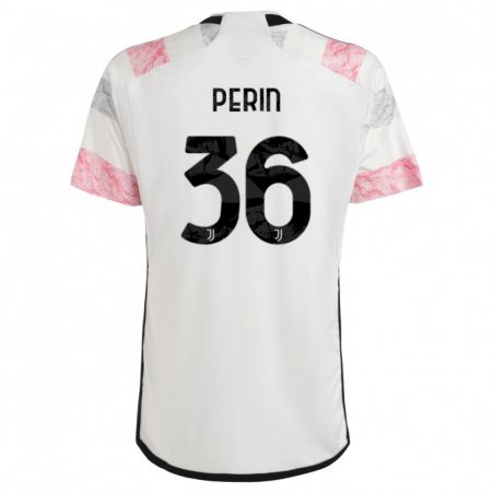 Kandiny Bambino Maglia Mattia Perin #36 Bianco Rosa Kit Gara Away 2023/24 Maglietta