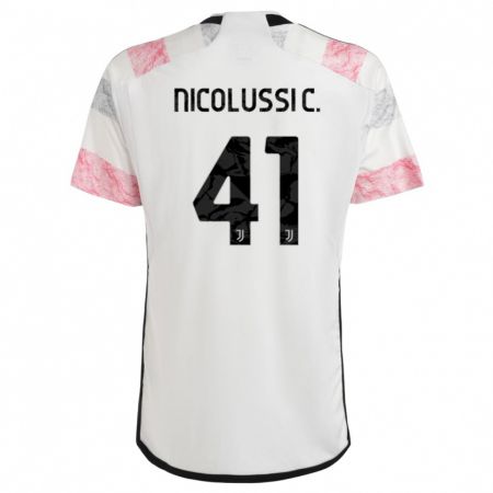 Kandiny Bambino Maglia Hans Nicolussi Caviglia #41 Bianco Rosa Kit Gara Away 2023/24 Maglietta