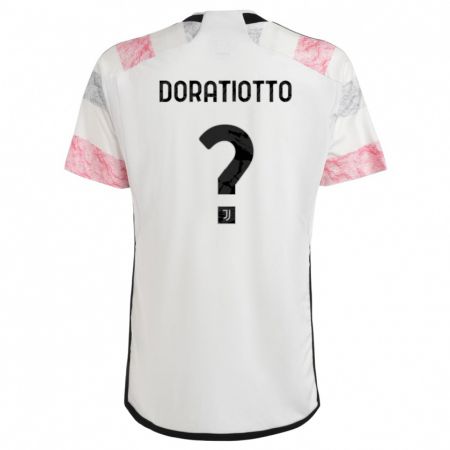 Kandiny Bambino Maglia Giulio Doratiotto #0 Bianco Rosa Kit Gara Away 2023/24 Maglietta