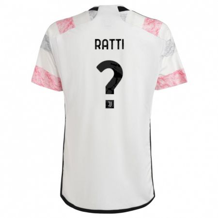 Kandiny Niño Camiseta Leonardo Ratti #0 Blanco Rosa 2ª Equipación 2023/24 La Camisa