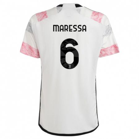 Kandiny Bambino Maglia Tommaso Maressa #6 Bianco Rosa Kit Gara Away 2023/24 Maglietta