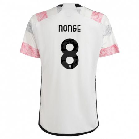 Kandiny Bambino Maglia Joseph Nonge #8 Bianco Rosa Kit Gara Away 2023/24 Maglietta