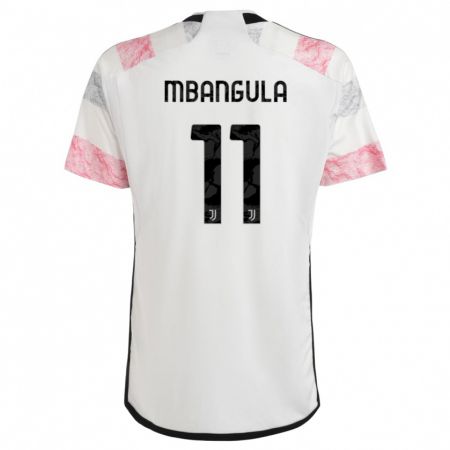 Kandiny Bambino Maglia Samuel Mbangula #11 Bianco Rosa Kit Gara Away 2023/24 Maglietta