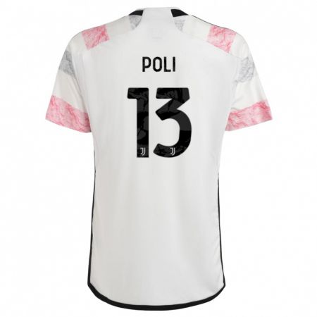 Kandiny Niño Camiseta Fabrizio Poli #13 Blanco Rosa 2ª Equipación 2023/24 La Camisa