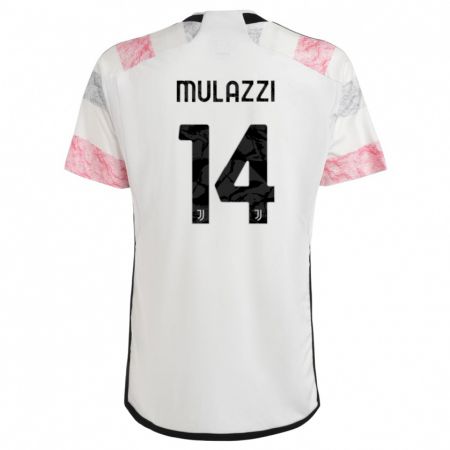 Kandiny Bambino Maglia Gabriele Mulazzi #14 Bianco Rosa Kit Gara Away 2023/24 Maglietta