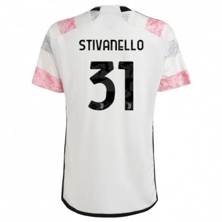 Kandiny Niño Camiseta Riccardo Stivanello #31 Blanco Rosa 2ª Equipación 2023/24 La Camisa