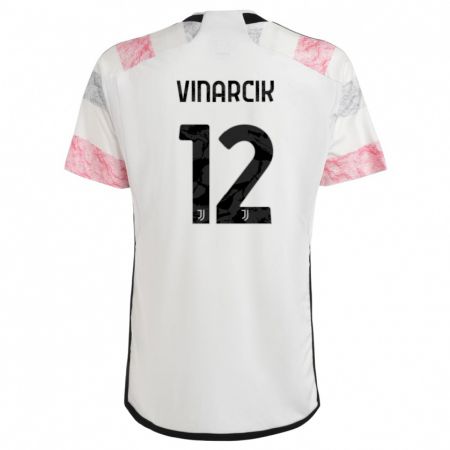 Kandiny Bambino Maglia Jakub Vinarcik #12 Bianco Rosa Kit Gara Away 2023/24 Maglietta