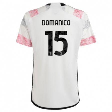 Kandiny Bambino Maglia Saverio Domanico #15 Bianco Rosa Kit Gara Away 2023/24 Maglietta