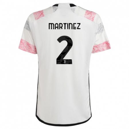 Kandiny Bambino Maglia Bruno Martinez #2 Bianco Rosa Kit Gara Away 2023/24 Maglietta